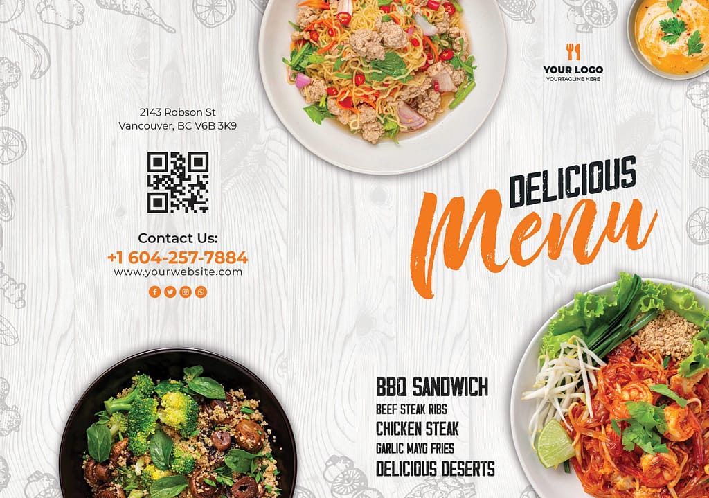 hotel menu in color white