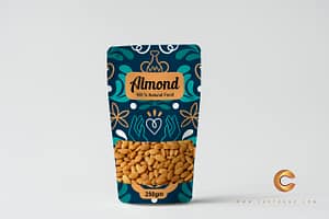 stand up packaging design color blue and crimic 250 gm pakcage