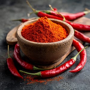 Red chilli Powder with bowl and dry chillis-JPG background.-AI GENTRATORS